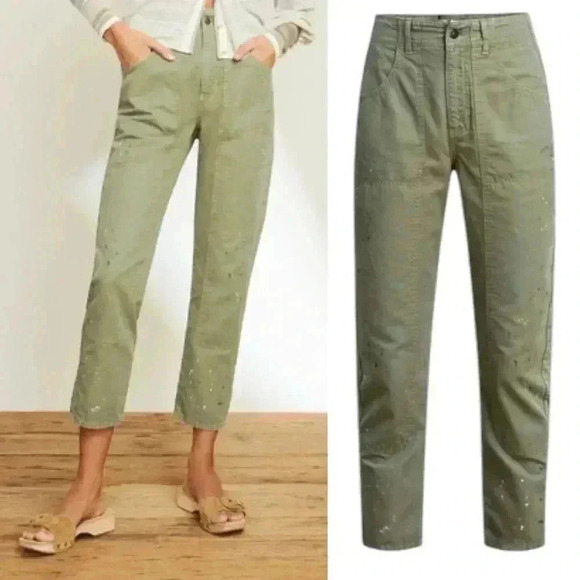 NWT Veronica Beard Arya Straight Carpenter Pants Size 29 Military Green - Picture 2 of 10